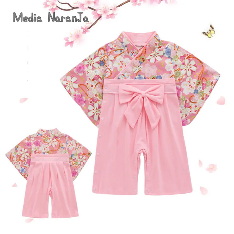 Children Kimono GirlsBaby One Piece Spring Summer spring  Autumn Long Sleeve Japanese Print Romper holiday outfits costume