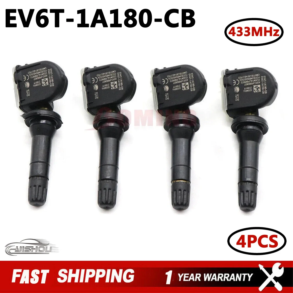 EV6T-1A180-DB capteur de pression d'opathie de voiture de 4PCs EV6T-1A180-CB TPMS pour le courrier allergique de Ford Ranger Tourneo ATIC 433Mhz