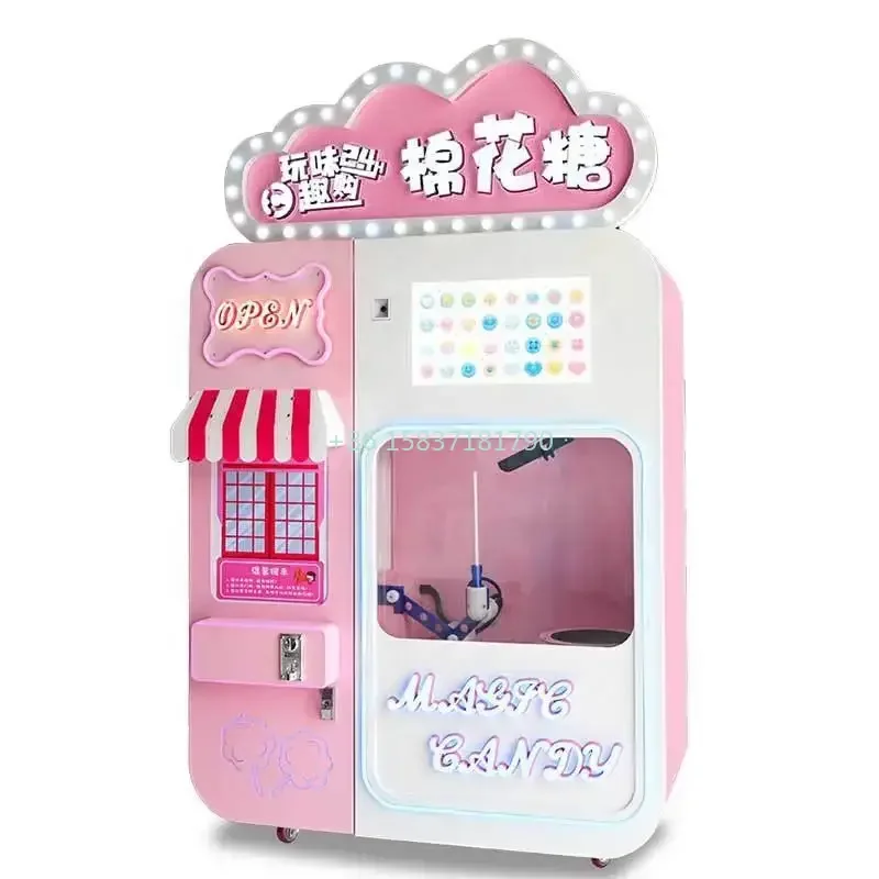 Commercial Cotton Candy Vending Machine Shopping Mall Full Automatic Robot Marshmallow Cotton Candy Making Forming Machine Price