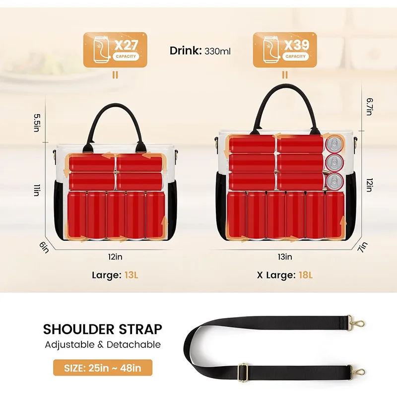 Contrasting Color Lunch Handbag Work Outdoors Portable Thermal Insulation Messenger Bag Wide Opening Refrigerated Bag