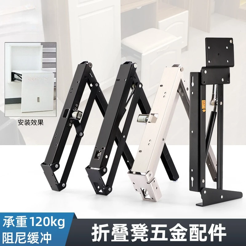 

Hidden folding stool, two-way cushioned damping entrance shoe changing stool, stainless steel folding stool