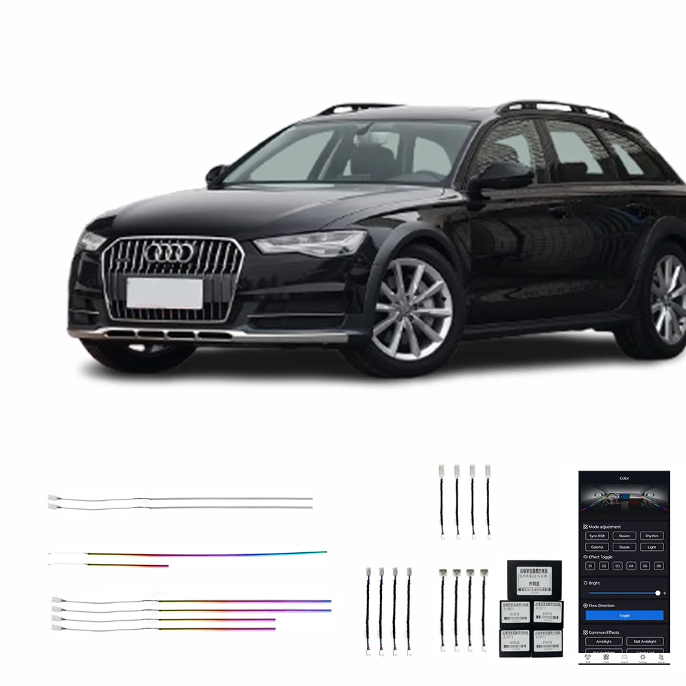 

12-18A6/A7 20lights High Quality Manufacturers Sell Car Interior Modifications Ambient Light Car Interior Speaker Ring Optional