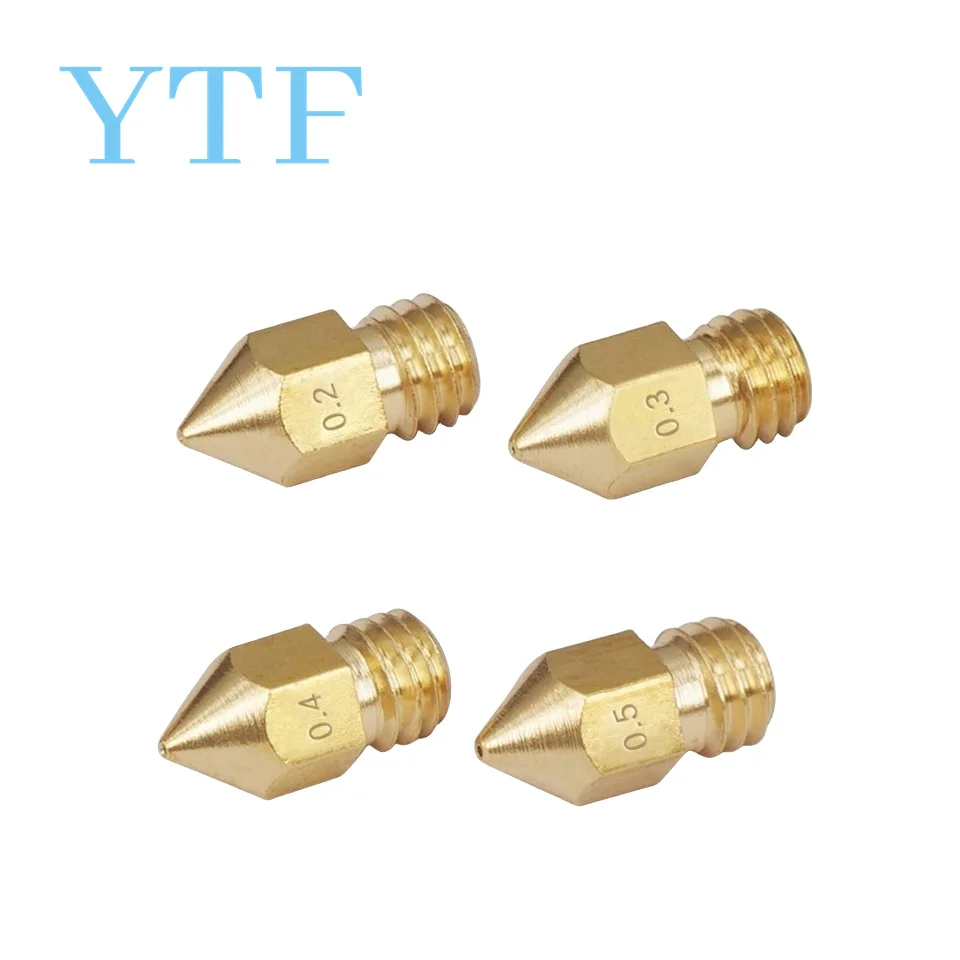 5Pcs 3D Printer Brass Copper Nozzle Mixed Sizes 0.2/0.3/0.4/0.5/0.6/0.8mm Extruder Print Head For 1.75MM MK8 HotEnd J-Head