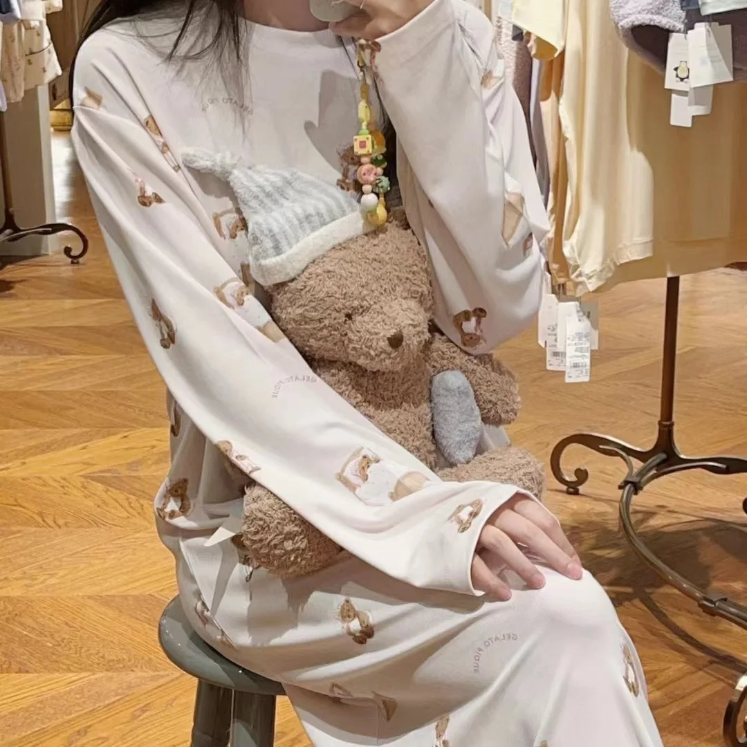One Piece Ladies Autumn/winter Pajamas Dress Room Wear Ledies Night Gown Modal