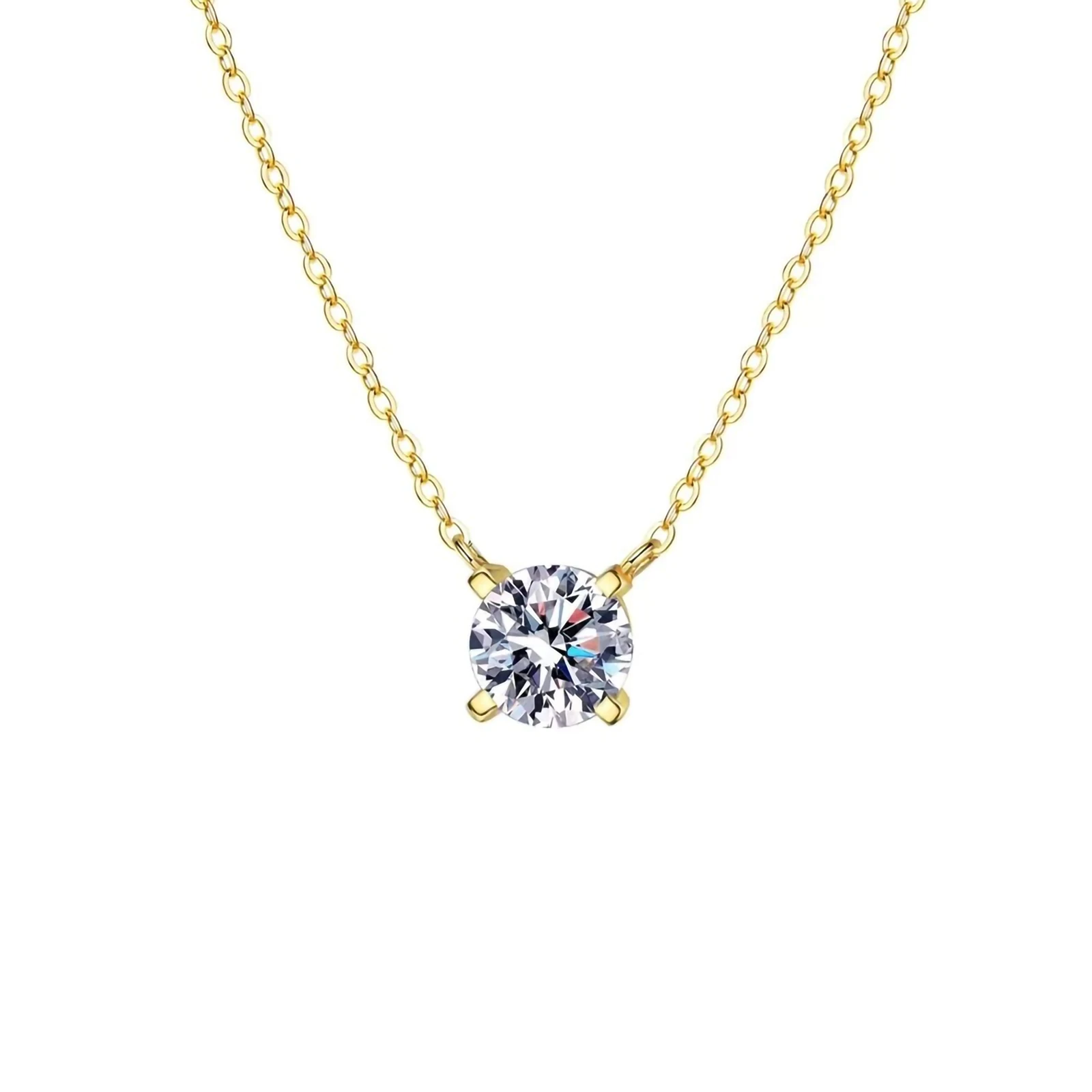 

Classic Four Claw Single Moissan Diamond Necklace