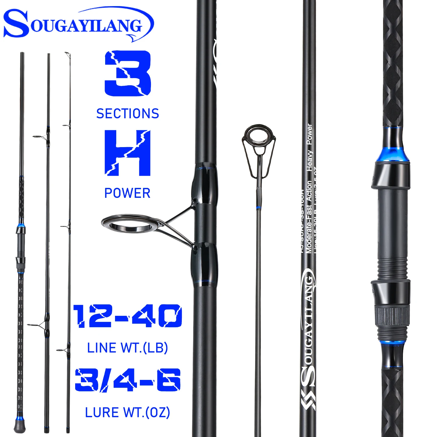 

Sougayilang 3sections Spinning Fishing Rod 2.7/3.0/3.3/3.6m Long Distance Throwing Rod Carp Fishing Pole Carp Freshwter Fishing