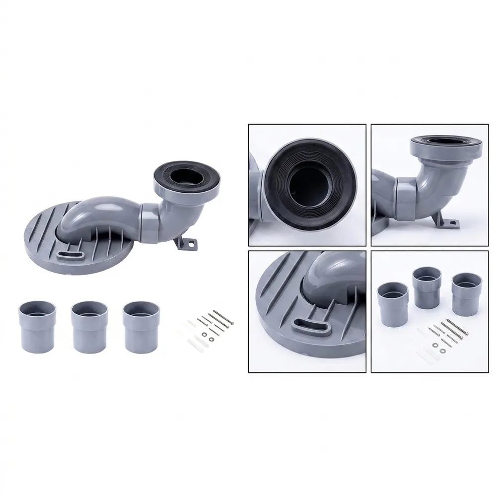 Plastic Toilet Drain Pipe Connector Featuring Siphon Displacement for Improved Drainage in Differing Recess Depths