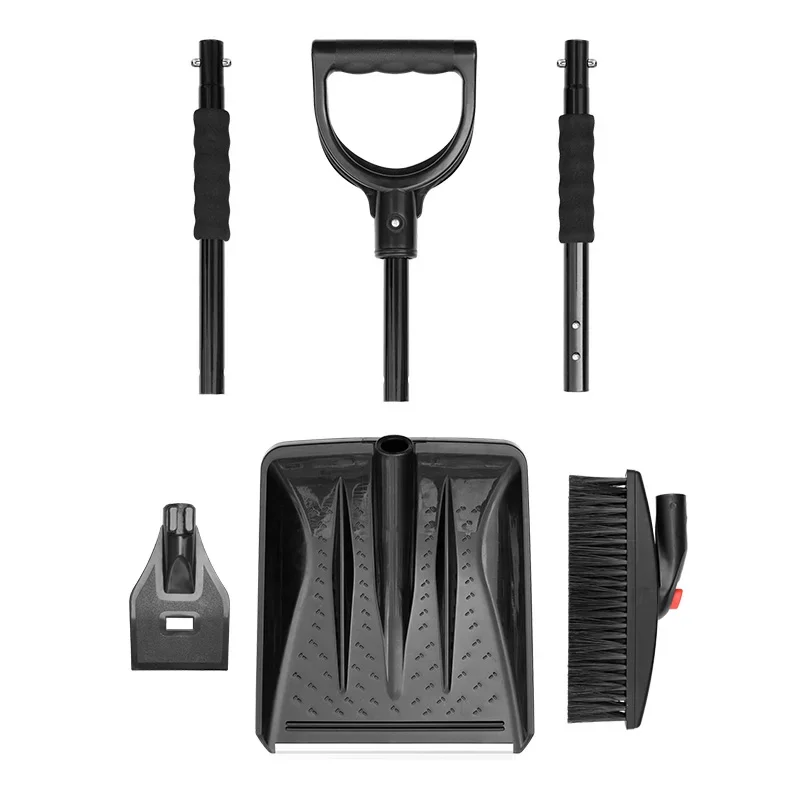 

Multifunction 3 in 1 Aluminum Snow Shovel Ice Scraper Snow Brush Portable Emergency Snow Shovel Set For Car Camping