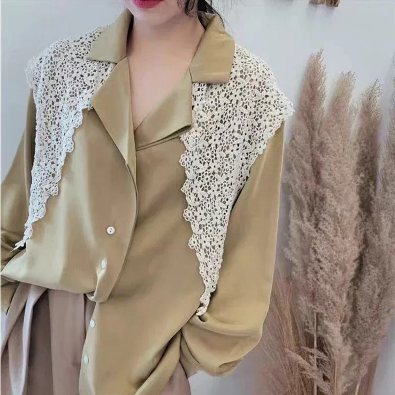 Women Shrugs Lace Hollow Out Female Summer Casual All-match Shawls Simple Scarf-collar Sleeveless Knitted Tops Korean Style Chic