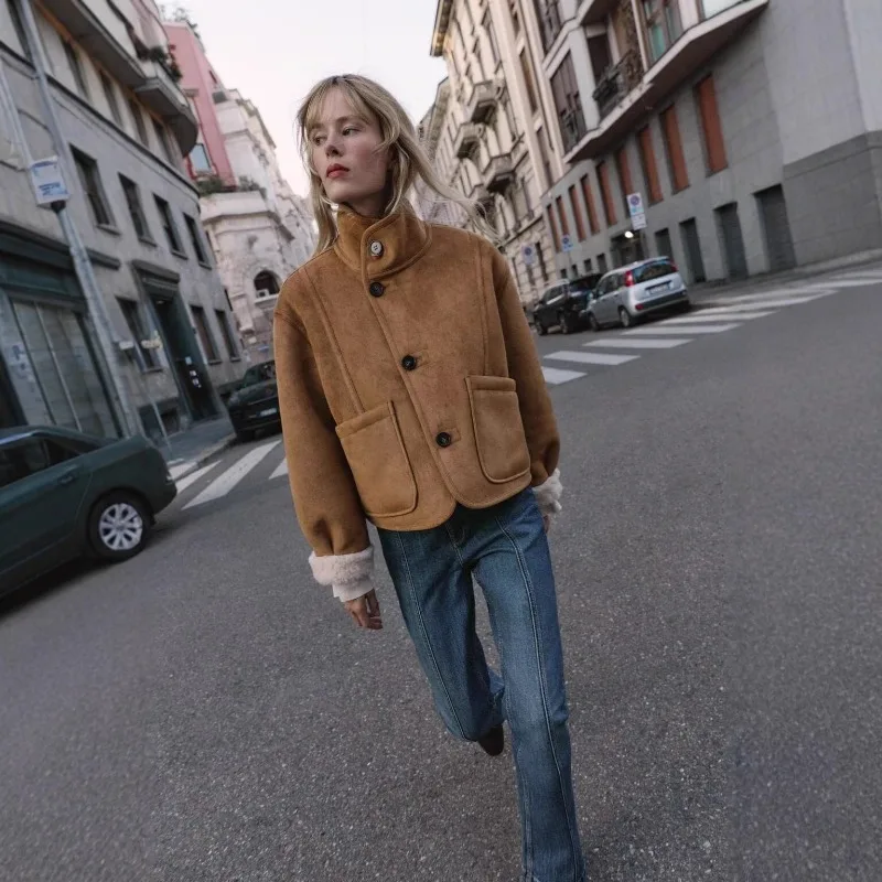 Fashionable Double-Sided Jacket Outerwear Women's Autumn Winter New Arrival Versatile Warm Solid Color Long Sleeve Coat