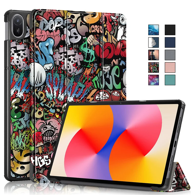 Coque For Huawei MatePad SE 11 Case Tri-fold Leather Painted Stand Tablet Funda For Huawei Matepad SE 11 2024 Case Cover