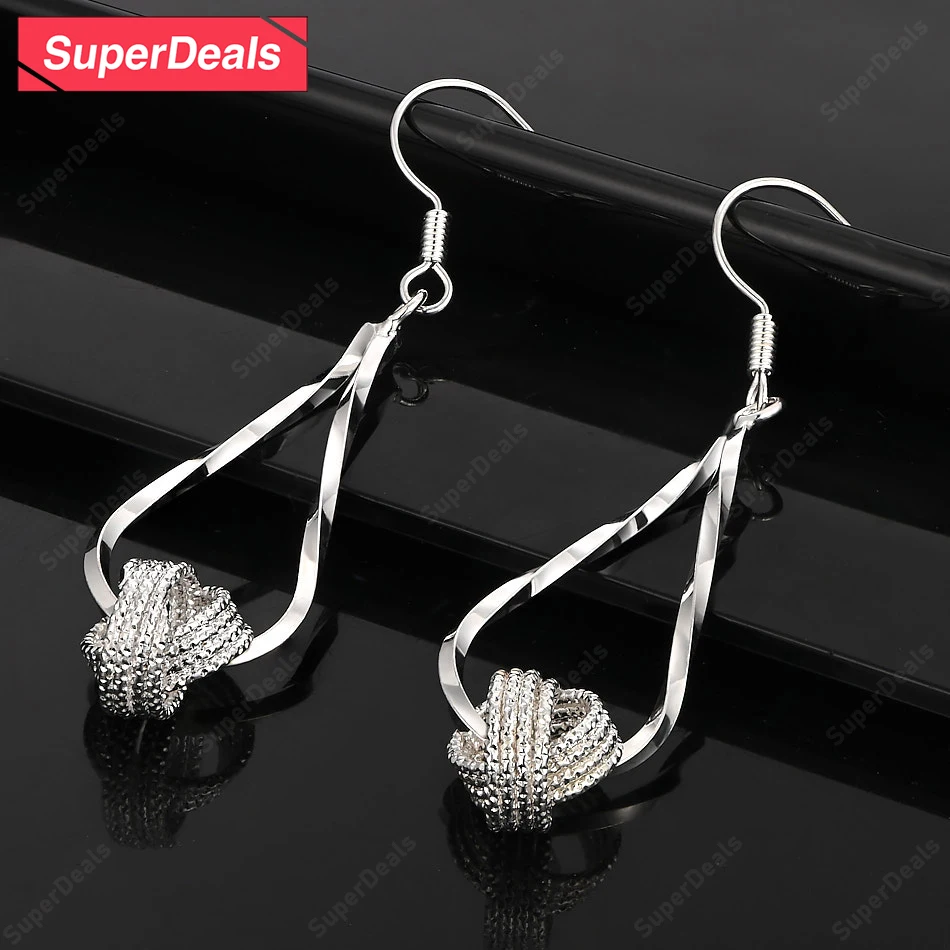 

SuperDeals 925 Sterling Silver Double Loop Drop Earrings Fashion Party Pretty Jewelry Women Birthday Gift Temperament Earrings