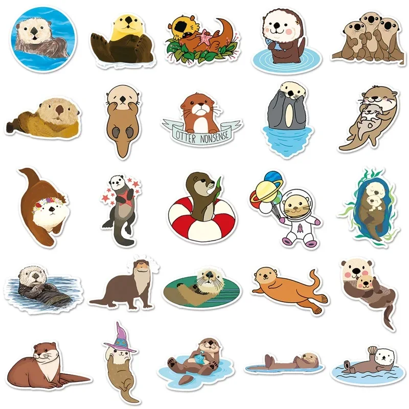 Imagem -04 - Kawaii Otter Adesivos para Crianças Desenhos Animados Adesivos Laptop Mala Skate Guitarra Telefone Presente Brinquedos 50 Pcs