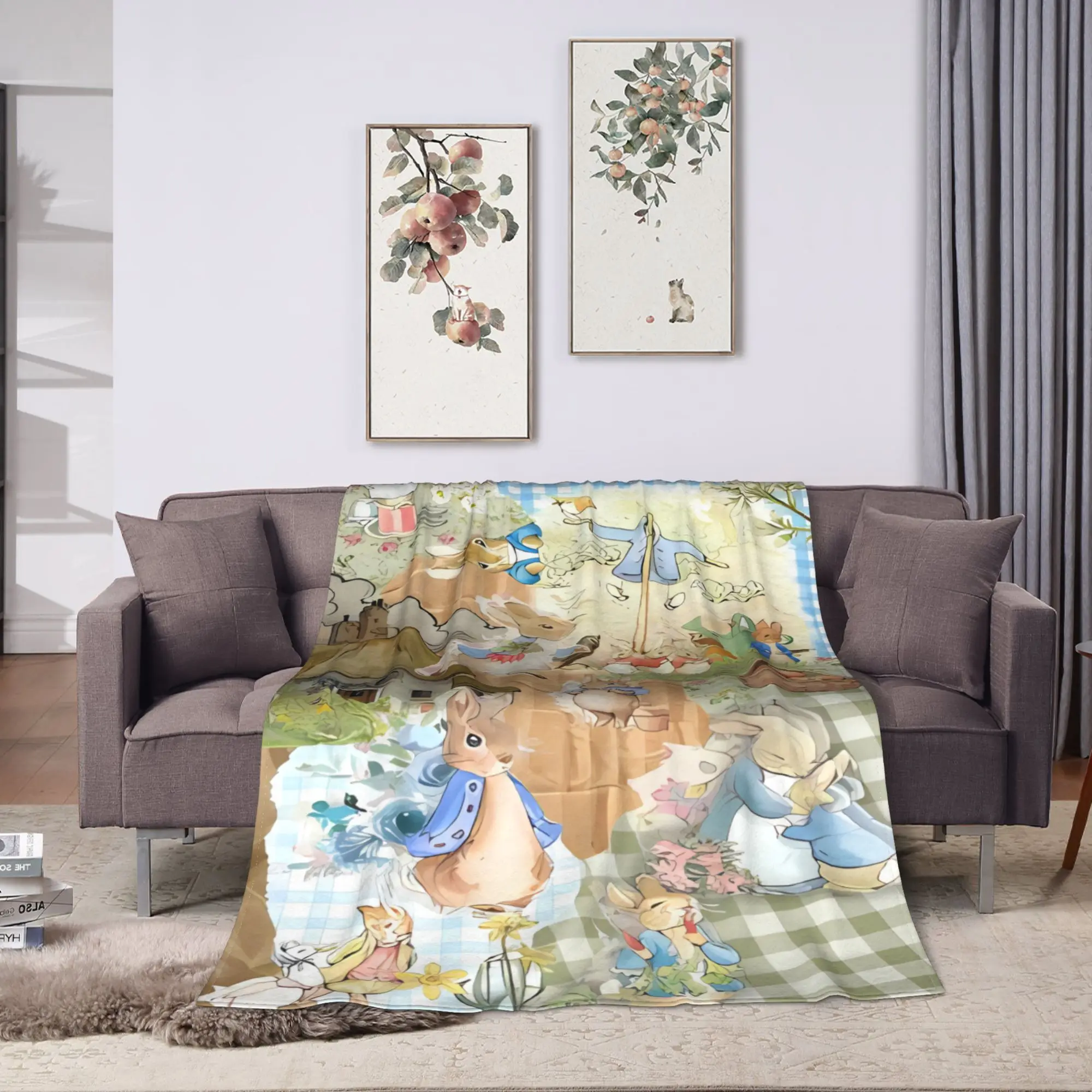 P-Petered R-Rabbits Blanket  Warm Soft Graphic Plush Throw Blanket For Kids Adult Outdoor Flannel Bedspread Bed Cover