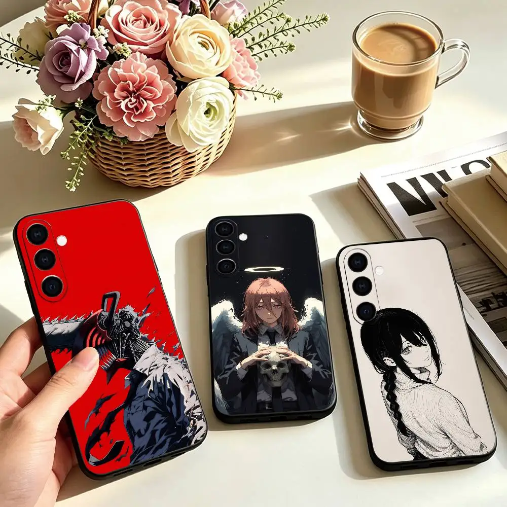 A-Anieme C-Chainsaw Man  Phone Case Black Silicone Soft For Samsung Galaxy A73,A72,A71,A70,A53,A52,A51