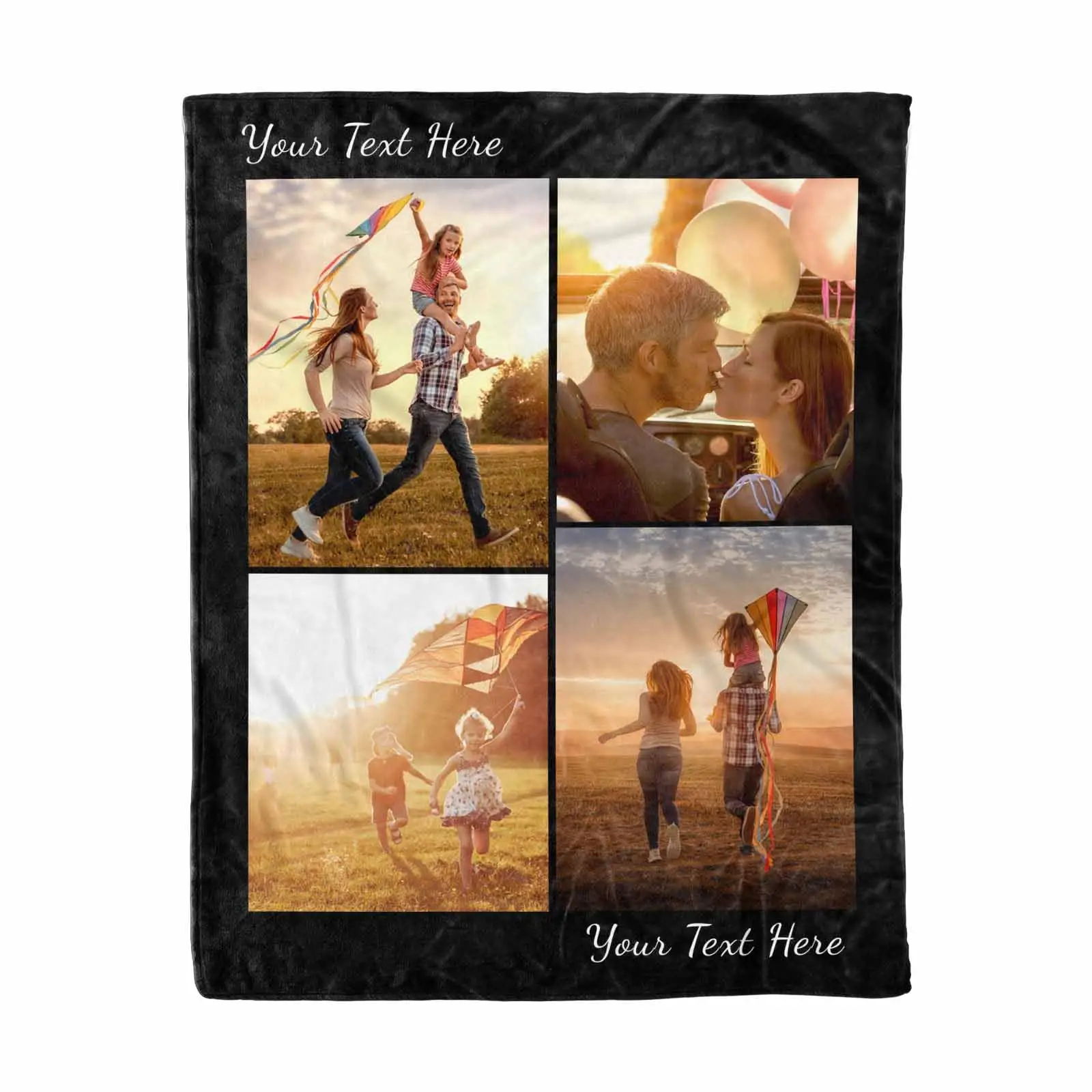 Personalized Photo Blanket, 4 Photos Custom Blankets Photo Blankets Customize for Mom Grandma Wife Women from Daughter Son