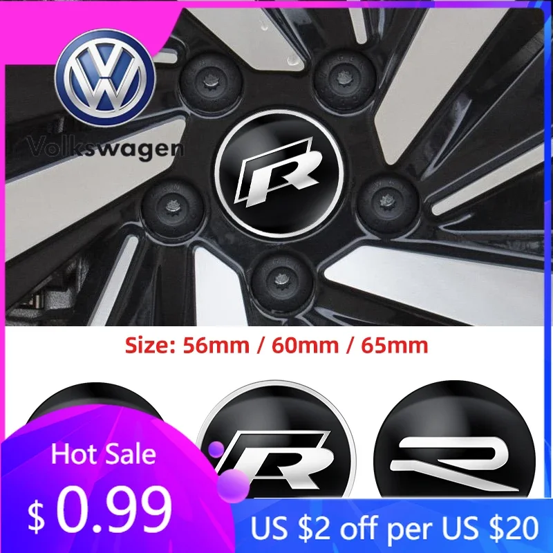 

For VW Volkswagen Jetta MK5 Golf 4pcs 56mm 60mm 65mm Car Wheel Center Hub Cap Sticker For Volkswagen VW Touran Beetle Golf Passa