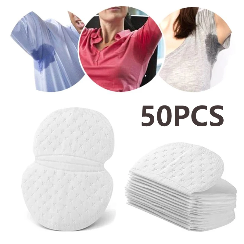 50PCS Underarm Sweat Absorbing Stick Pads Armpit Liner Anti-Odor Breathable Invisible Adhesive Mint Clothes Deodorant Summer