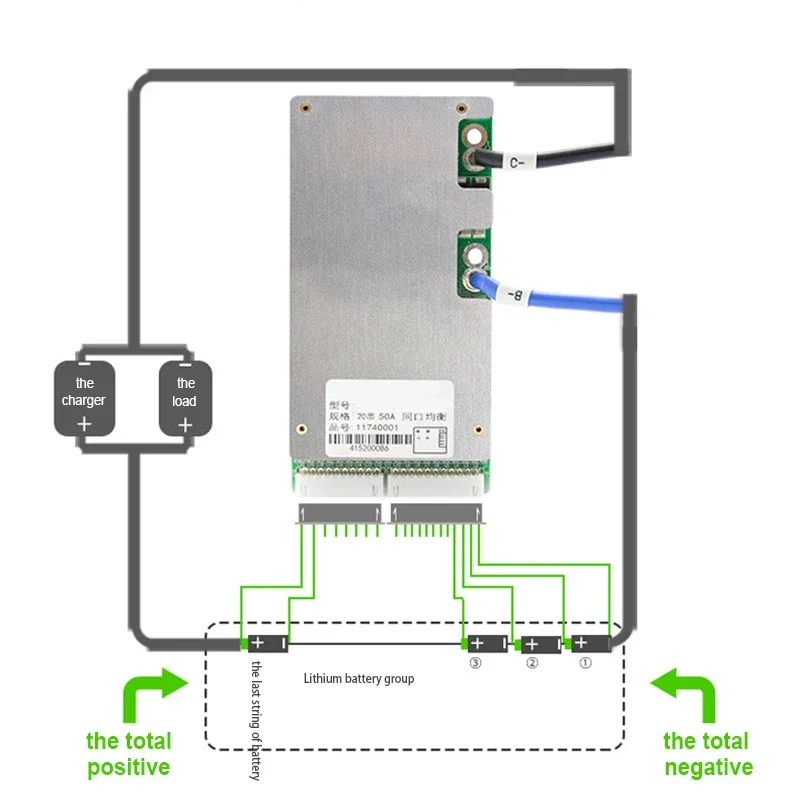 BMS Li-Ion Lifepo4 16S 17S 20S 60V 30A 40A 50A NMC LFP 18650 Защитная плата сбалансированного общего порта защита от падения линии