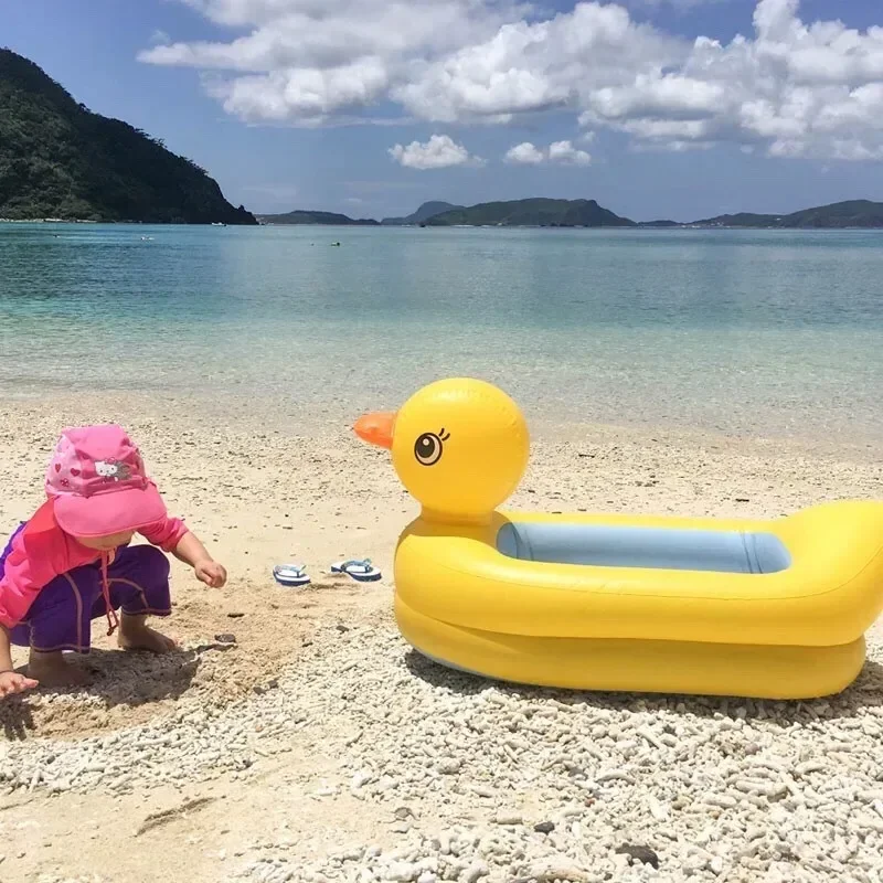 Lightweight PVC Cartoon Duck Inflatable Basin Water Holding Design For Household Bath Beach Pool Outdoor Water Activity Use view 4