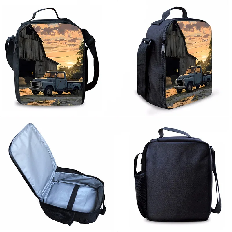 Trendy Popular Novelty Sunset car 3D Print 3pcs/Set Student School Bags Laptop Daypack Backpack Crossbody Lunch bag Pencil Case