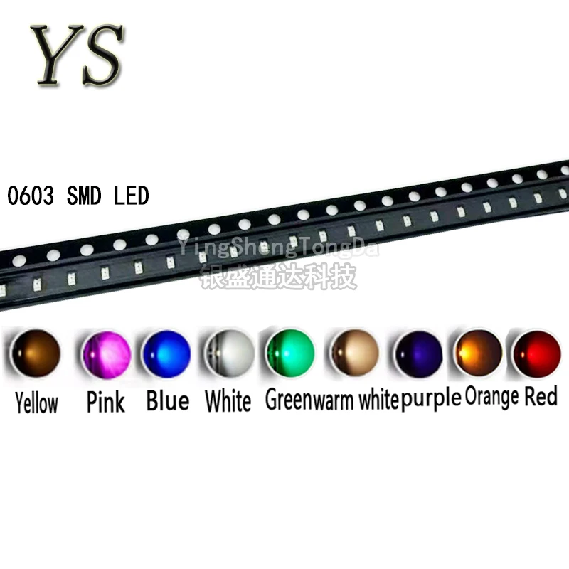 100PCS 0402 0603 0805 1206 SMD LED Red Blue White Green Yellow Orange Pink Purple Warm White Light Emitting Diode Good Quality