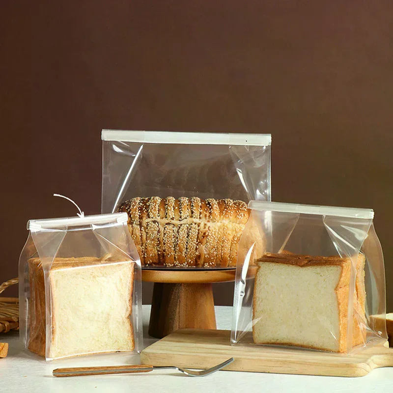 Toast Bakery Bag With Clear Window Bread Packaging Bags Curling Wire Sealing Avoid Oil Baking Takeaway Food Cake Package 10pcs