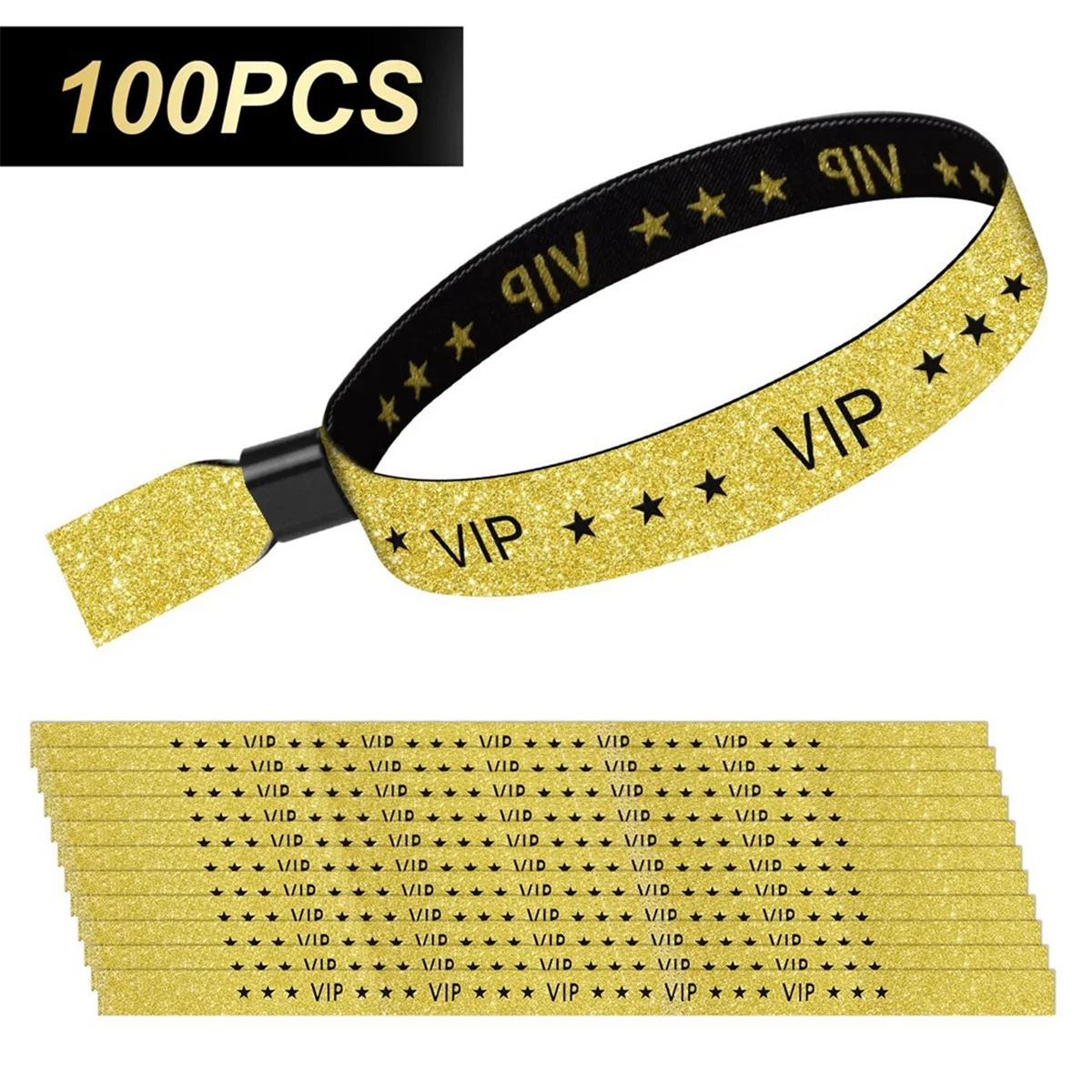 Imagem -04 - Pulseira Monochrome Event Pano Vip Pulseiras para Festas Gold Activities Pacote 100