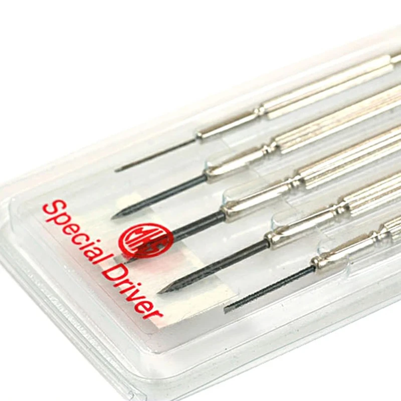 Meikosha 5 Sizes Flat Screwdriver Set 0.7-2.0mm Brass Handle Quenched Steel Tip Jewelry Watch Repair Screw Tightening Bench Tool