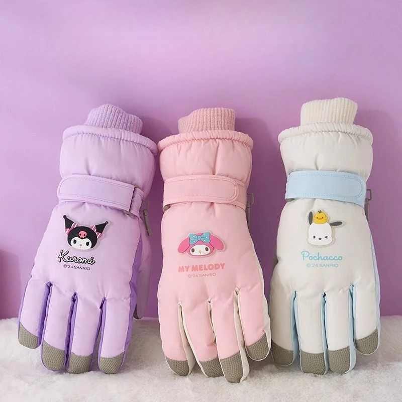 

Sanrio Authentic Kulomi Children's Ski Gloves Female Cute Warm Winter Riding Windproof Students