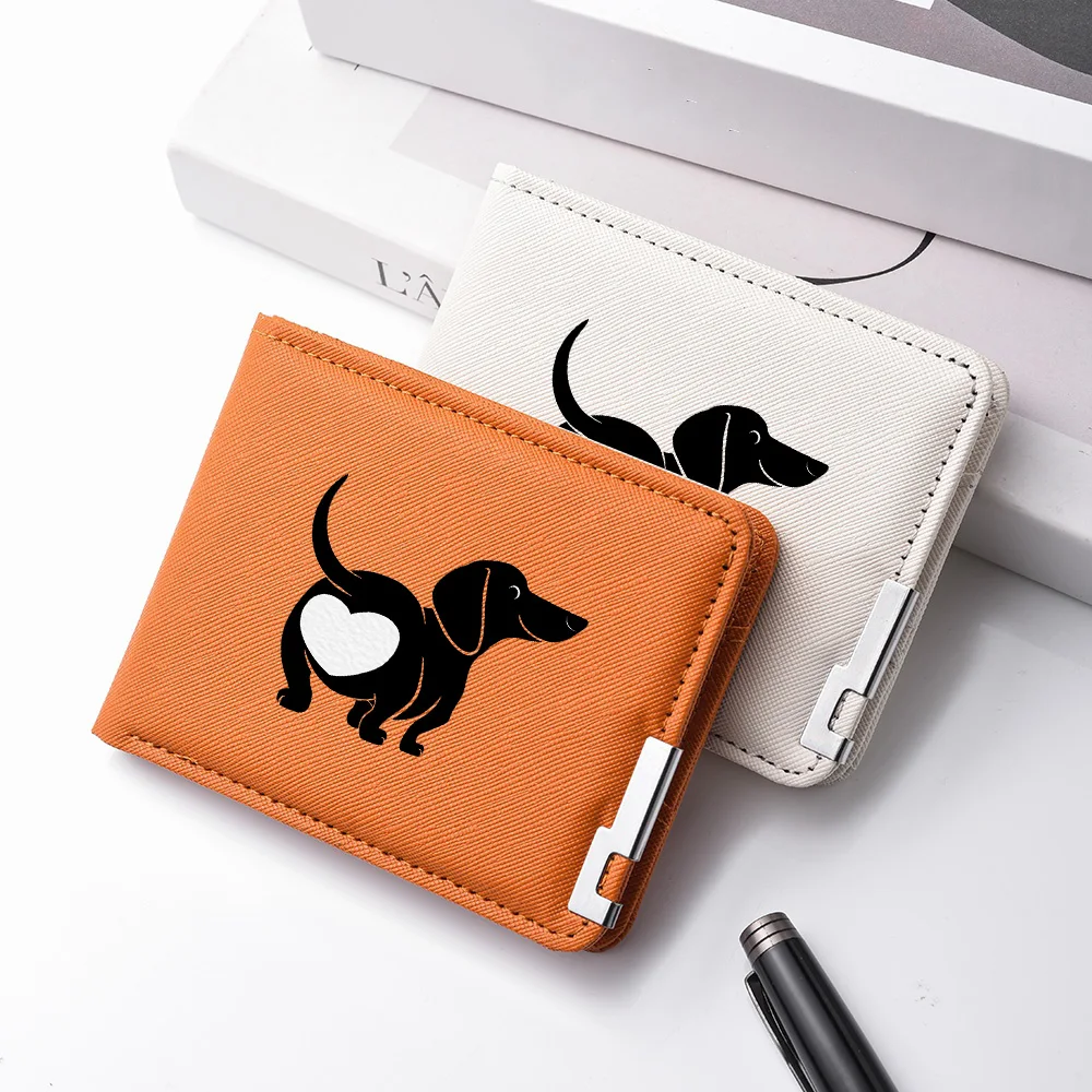 قطعة واحدة من المحفظة الرجالية اللطيفة المطبوعة "Dachshund"، محفظة للعملات المعدنية مع طباعة "Dachshund" - حامل بطاقات ائتمان بفتحة متعددة، محفظة مناسبة للاستخدام اليومي وهدايا العطلات #4