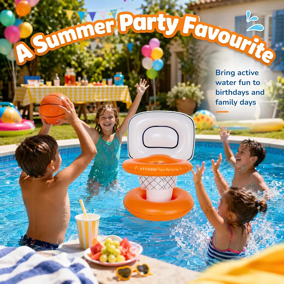 Inflatable Floating Basketball Hoop Set Thick PVC Water Shooting Game With Mini Basketball Summer Swimming Pool Beach Backyard