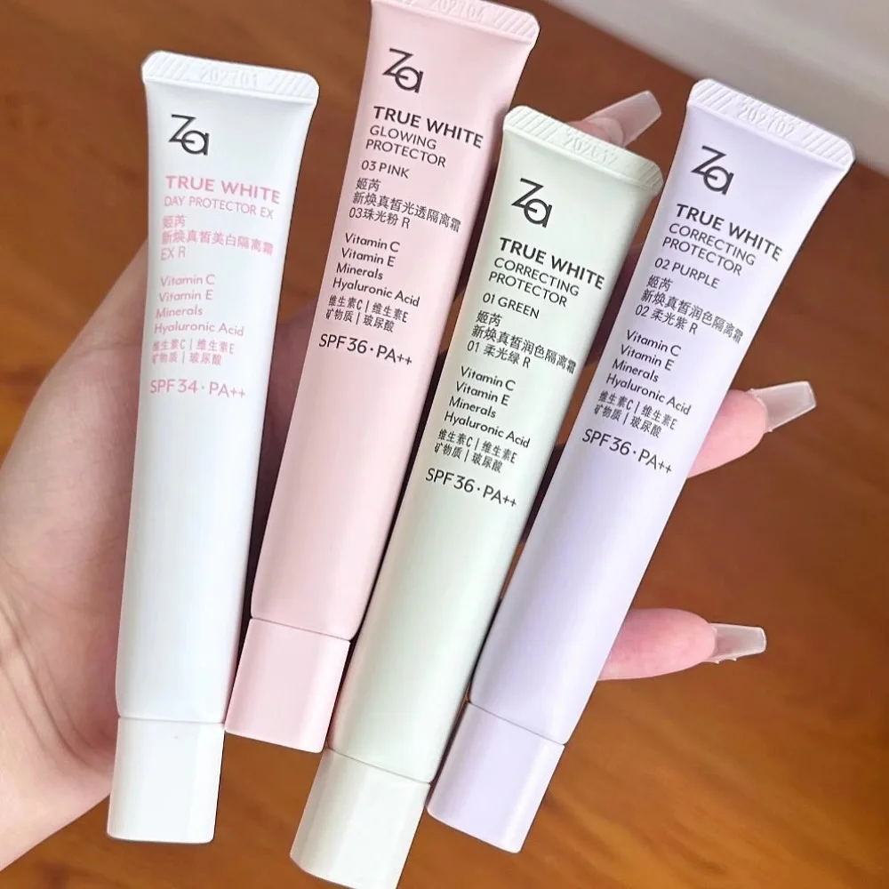Original Za True White Glowing Correcting Protector Vitamin C E Minerals Hyaluronic Acid SPF36 PA++ Gesichtsaufhellende Sonnenschutzcreme