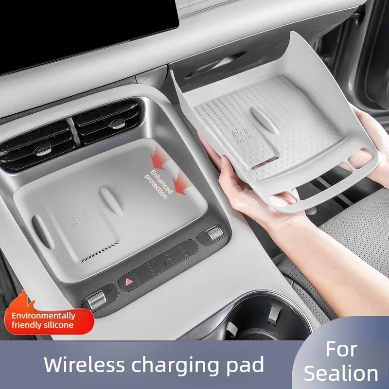 

Silicone Anti-slip Wireless Charging Pad Gear Shift Protective Cover Interior Accessories for BYD Sealion 6 EV / DM-i
