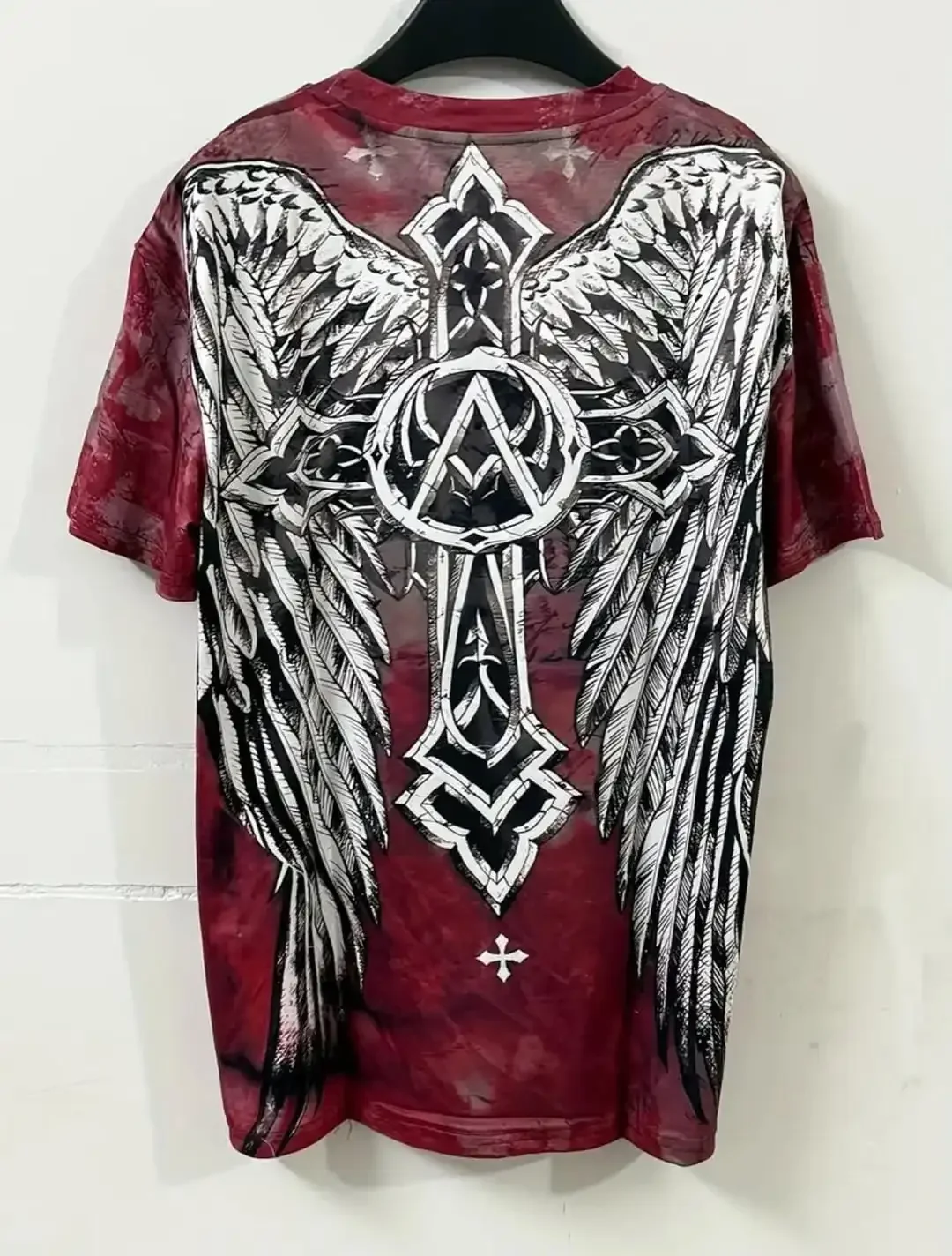

2025 New Affliction Red shirt Harajuku Hip Hop Round Neck Oversized T Shirt Casual Tops Men Women Short Sleeved Gothic Clothing