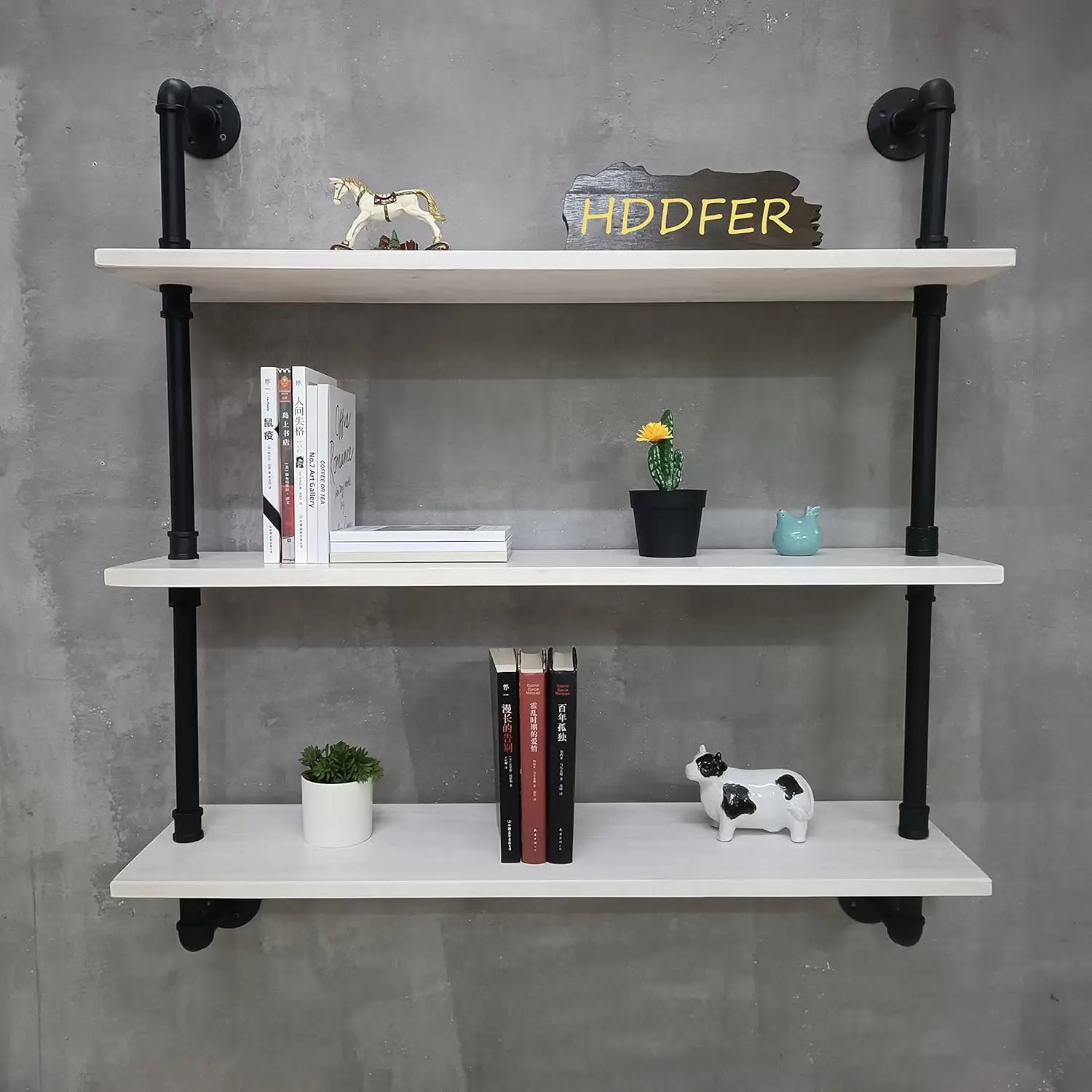 

Industrial Pipe Shelving Rustic White Pipe Wall Shelves Bathroom Shelves with Wood Planks Industrial Floating Shelves 30 Inch