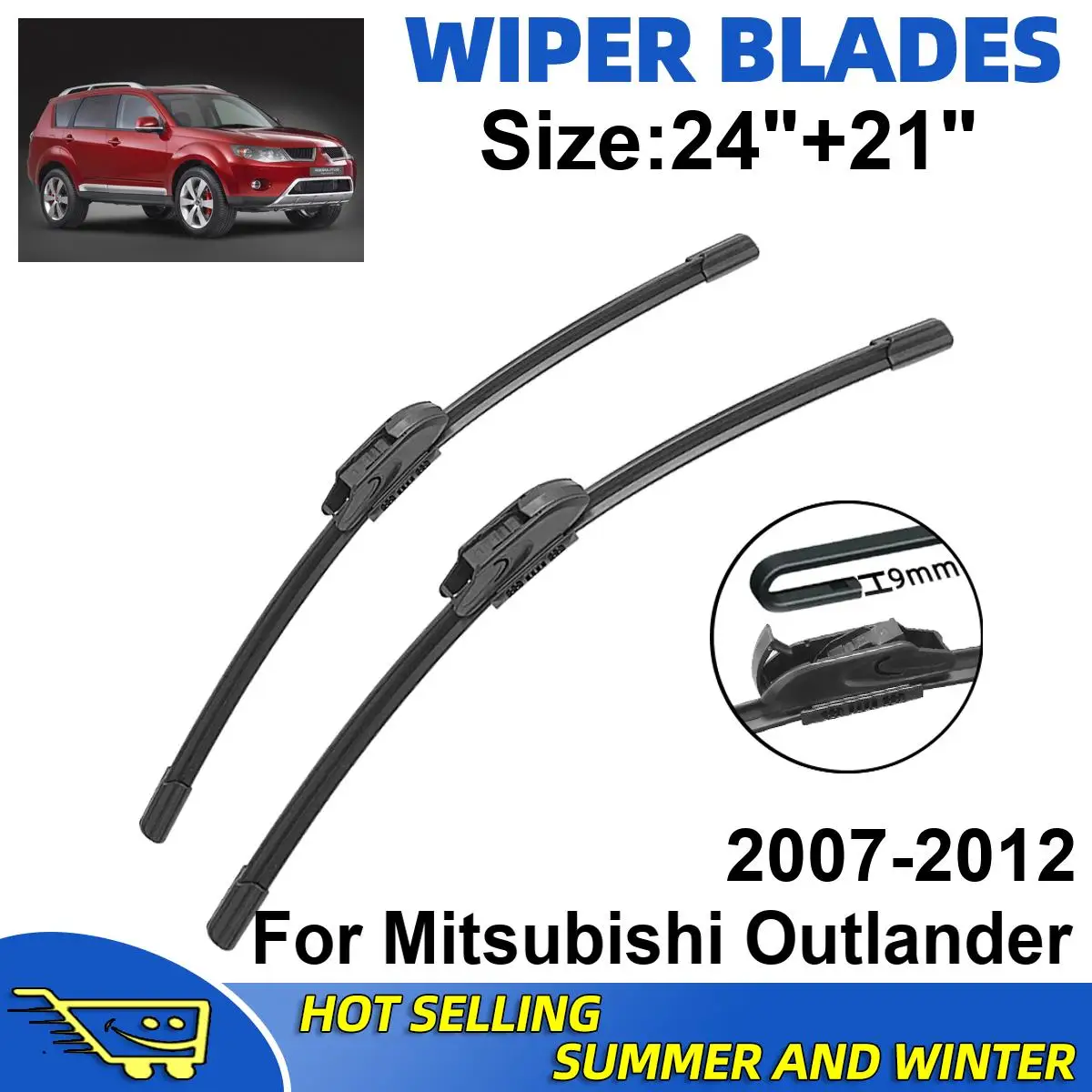 

2PCS Wiper Blades Set Kit For Mitsubishi Outlander 2007-2012 Front Windshield Brushes Windscreen Window Accessories