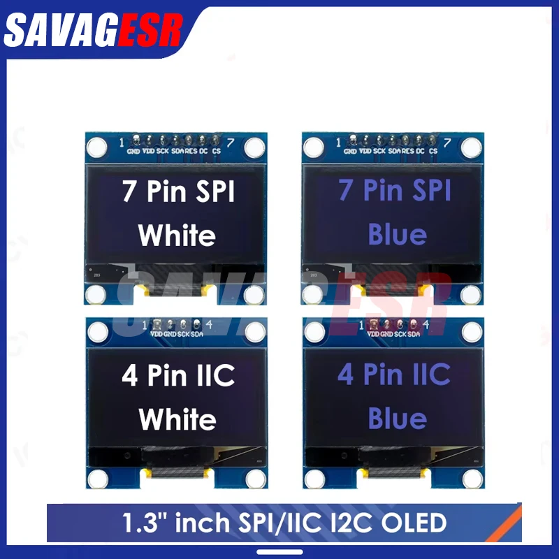 RoHS 1.3 inch OLED Module White/Blue  SPI/IIC I2C Communicate Color 128X64 1.3 inch OLED LCD LED Display Module 1.3