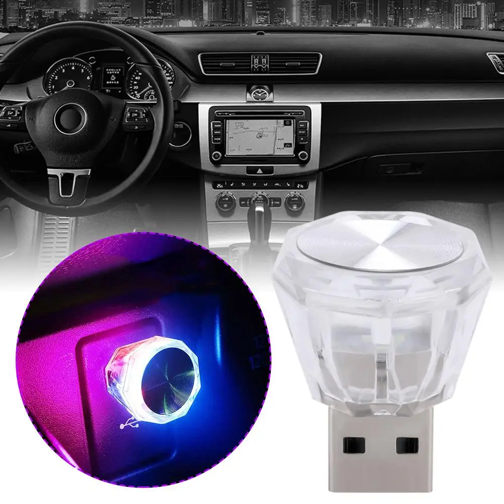 5color Car Usb Atmosphere Lamp Wireless Flash Colorful Lights Lighting Usb Auto Charging Night Lights Power Computer Decora Z8g2