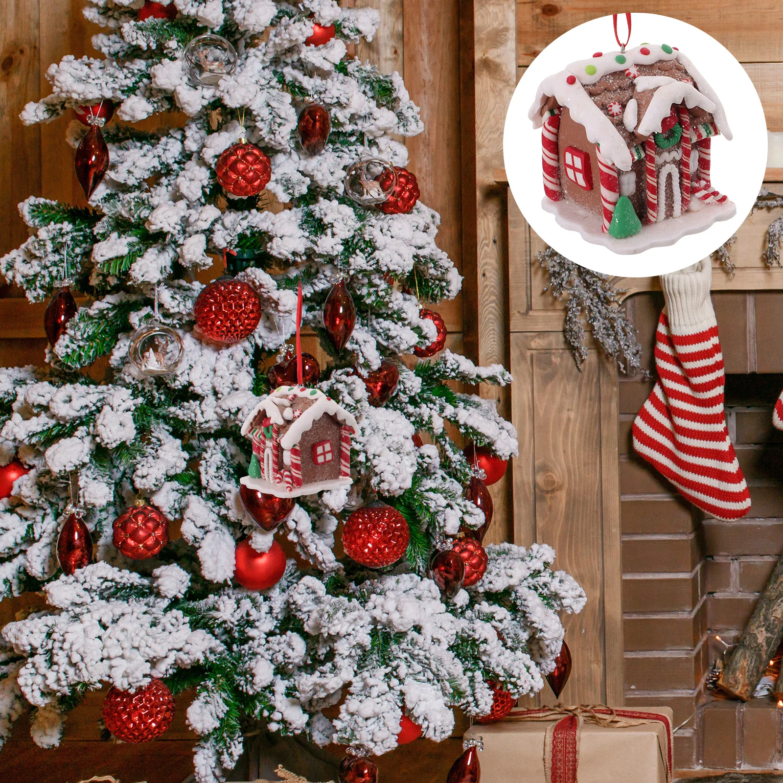 

Christmas Tree Pendant Home Decor Annual Ornaments Xmas Decorations Cute Hanging Vintage House Shaped