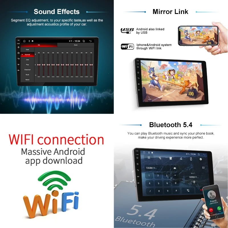 Factory Offer Android Car Player T100 Touch Screen 5GBT WIFI Mirror Link Car Radio 2 DIN 1280*720 Car Stereo