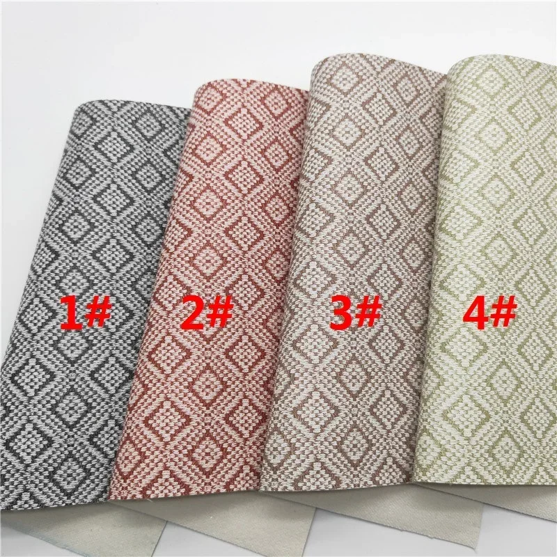 Weave Pattern Printed Synthetic Faux Leather Fabric Sheets with Felt Backing Leather Vinly For Bow DIY  FZ202