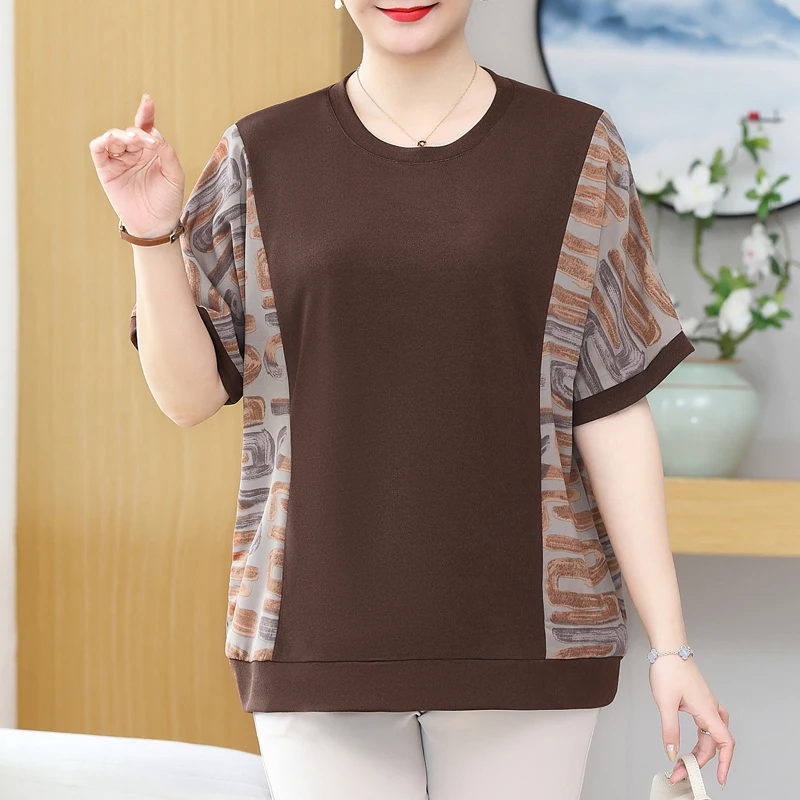 

Oversize Summer Blouses Woman Top Elegant 2024 Loose Vintage Casual Shirts Middle-aged Women's Clothing