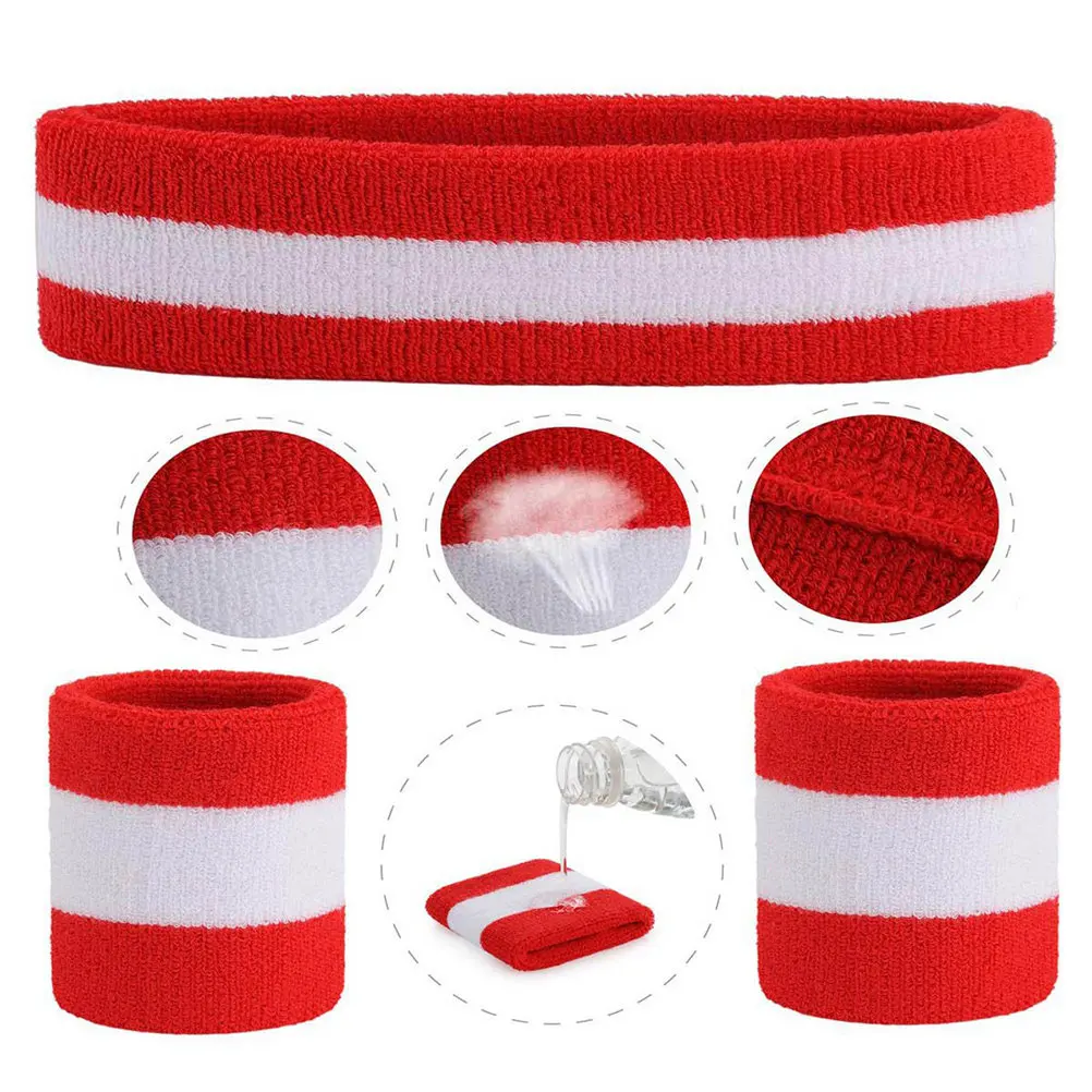 

1Set Sports Headband Wristband Sweatband Set Lightweight Washable Anti-Slip for Running Yoga Fitness Athletic Workout Men Women