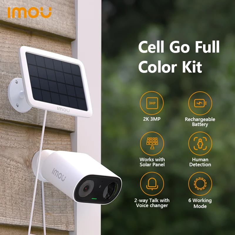 IMOU Cell Go Güneş panelli Tam Renkli Kit Şarj Edilebilir Kamera Wi-Fi Dış Mekan Gözetim Kameraları PIR İnsan Algılama IP65