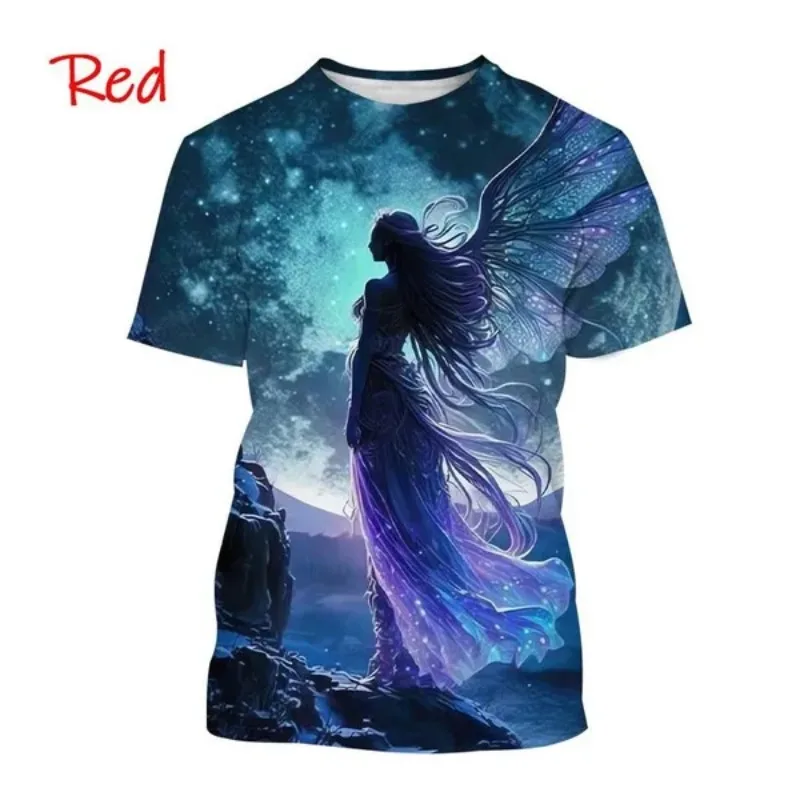 L\'ultima t-shirt Casual stampata in 3D per uomo e donna, Retro Cool Angel Street Style, bellissime ali Angel maniche corte