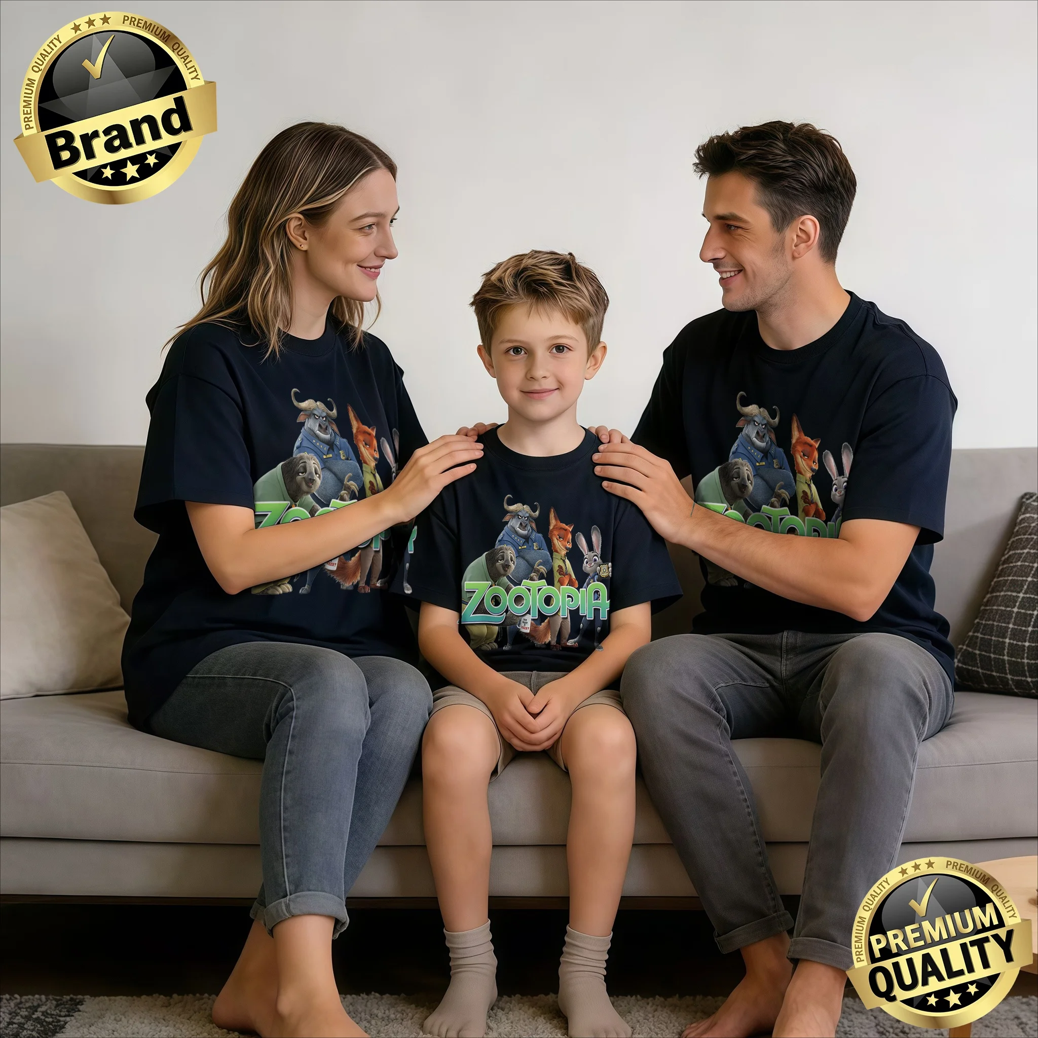 

Летние семейные футболки Zootopia 2026 с групповым принтом, 100% хлопок, свободные повседневные футболки, поштучно или комплект из 3-х штук для всей семьи: для папы, мамы и ребенка