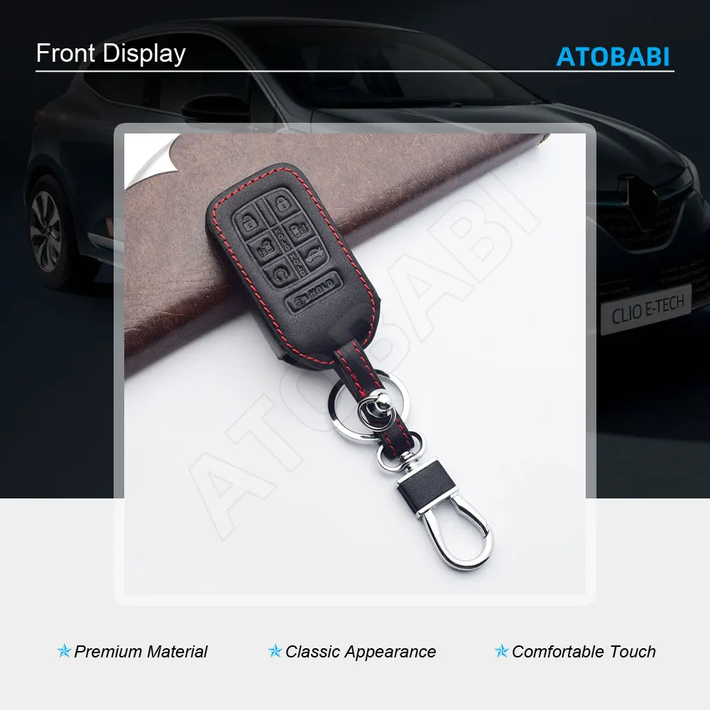 Leather Car Key Case Remote Fobs Protector Cover For Honda Civic Accord CR-V Jazz City Fit Jade Odyssey Pilot Insight Crosstour