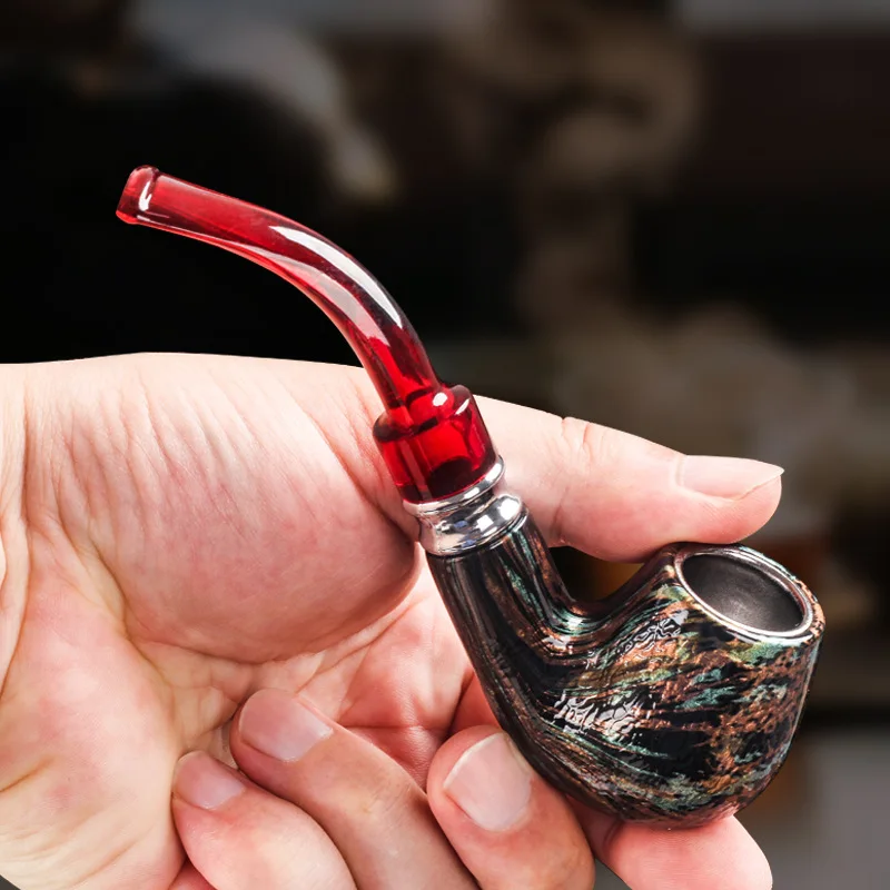 Handmade Resin Smoking Pipe, Bent Stem Mouthpiece Filter,  Smoke Tobacco Pipe