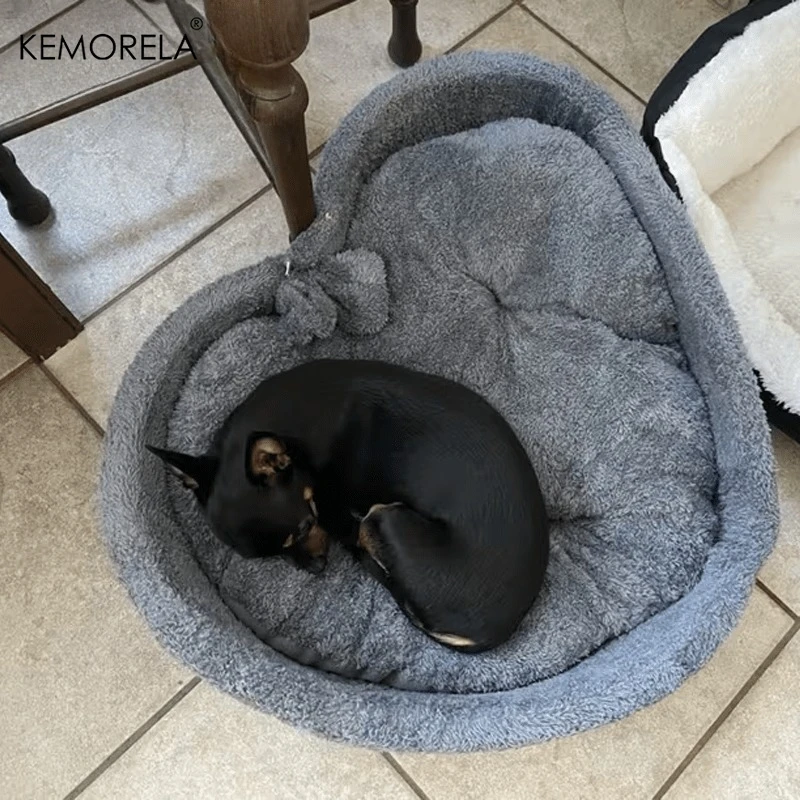 Super süßes, herzförmiges Katzennest, Haustierbett aus bequemem und weichem Stoff mit dicker Samtfüllung, das perfekte Geschenk für Katzen. – Detail 8